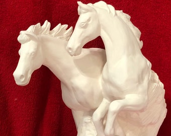 Handmade Ceramic Bisque Mustang Sculpture - Collectible Horse Figurine - Equestrian Home Decor and Unique Gift for Mustang Enthusiasts