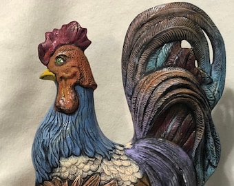 Dry Brushed Ceramic Rooster using Mayco Softee Stains