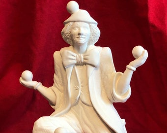 Clown Figurine - Ceramics to Paint Online - Unique Home Decor on Etsy - DIY Ceramic Juggling Clown Sculpture - Unique Gift for Children