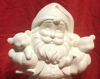 Handmade Ceramic Bisque Santa Claus - DIY Santa Bloomer Sculpture - Festive DIY Xmas Decor - DIY Collectible Art - Ceramic Santa Figurine