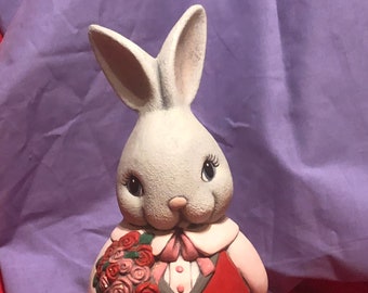 Ceramic Male Valentines Rabbit dry brushed using Mayco Softee Stains