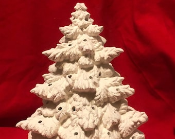 Small Frazier Fir Christmas Tree with Base Ceramic bisque ready to paint