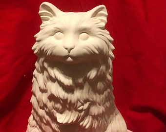 Clay Magics Molds Large Cat Standing from 1991 in ceramic bisque ready to paint by jmdceramicsart