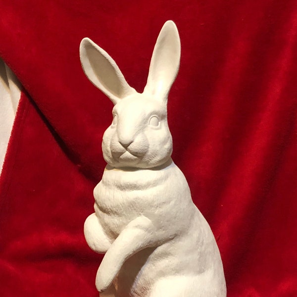 Duncan Molds Life Size Standing Rabbit in ceramic bisque ready to paint by jmdceramicsart