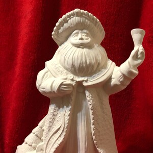 Campana de cerámica vintage que suena Santa en bisque listo para pintar