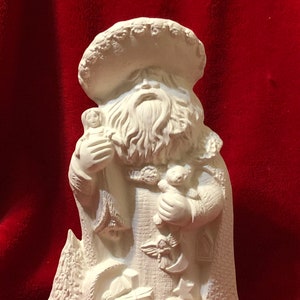 Decoración navideña - Papá Noel de cerámica para pintar - Figura de Papá Noel - Escultura de Papá Noel de encaje - Papá Noel listo para pintar - Colección de Papá Noel de cerámica - Regalos