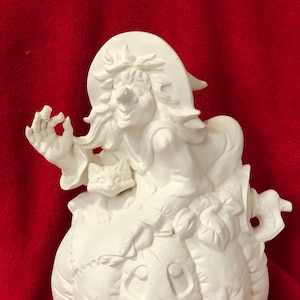 Stitch Witch by Ceramichrome Molds in ceramic bisque ready to paint by jmdceramicsart