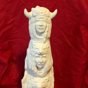 Keramik Medium Totempfahl in Biskuitporzellan fertig zum Bemalen von jmdceramicsart
