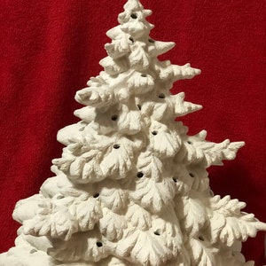 DIY Ceramic Christmas Tree with Holes for Lights and Star on Base - Ready-to-Paint - Handcrafted Ornamented Xmas tree - Festive Xmas Decor