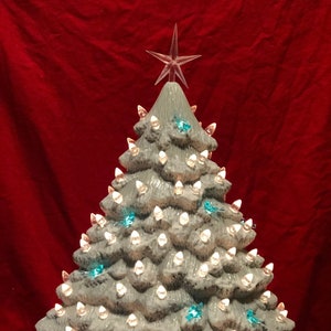Star Topped Tree - Handcrafted Ornamented Xmas Tree and Base - Vintage Holiday Tree - Festive Holiday Tree - Ceramic Christmas Tree - Etsy