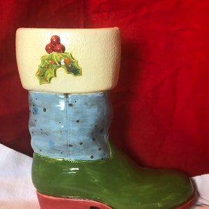 Unique Xmas Decor - Ceramic Santa Boot - Quality Ceramics - Festive Xmas Decor - Christmas Tabletop - Santa Boot Gift - Food Safe Containers