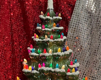 Wall Hanging Ceramic Ornament Christmas Tree and Base - Handcrafted Ornamented Xmas Tree - Wall Tree - Xmas Tree Gift - Christmas Tree Decor