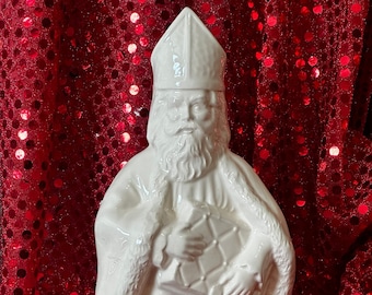 Milk glass glazed Catholic Santa by jmdceramicsart