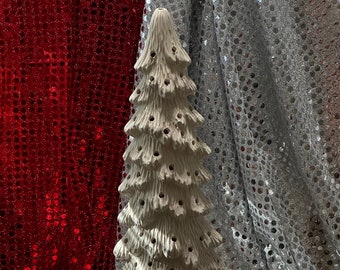 Handcrafted Ornamented Xmas Tree - Slim Ceramic Christmas Tree - DIY Xmas Tree - DIY Ceramic Bisque Xmas Tree and Base - Xmas Tree Sculpture