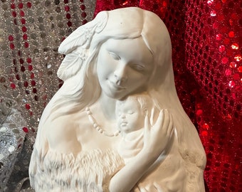 Indian maiden with baby in ceramic bisque ready to paint by jmdceramicsart