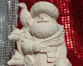 Handmade Gare Northwest Santa in ceramic bisque ready to paint by jmdceramicsart