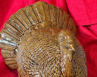 Large Scioto Molds Rare Earth glazed ceramic holiday Turkey by jmdceramicsart