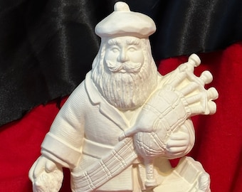 DIY Ceramic Bisque - Ready-to-Paint - Scottishman Santa  - Festive Holiday Decor - Ceramic Santa Figurine - Unique Xmas Gift - DIY Santa Art