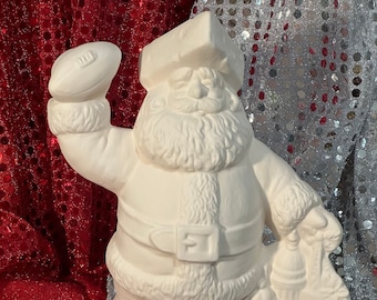 Wisconsin Santa with cheese hat in ceramic bisque ready to paint by jmdceramicsart