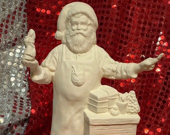 Provincial Molds Ceramicist Santa in ceramic bisque ready to paint by jmdceramicsart
