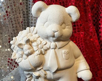 Easter Bear Male in Ceramic Bisque ready to paint by jmdceramicsart