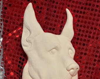 Great Dane Wall Hanging plaque in ceramic bisque ready to paint by jmdceramicsart