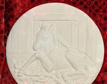 Gold Rush Molds Baby Horse wall hanging plaque in ceramic bisque ready to paint by jmdceramicsart