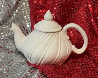 Gare Molds Spiral Teapot in ceramic bisque ready to paint by jmdceramicsart