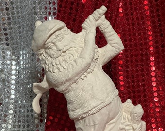 Ready to Paint - DIY Cermaic Bisque - Golf Santa - Santa Figurine by jmdceramicsart