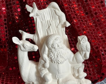 Forest Santa in ceramic bisque ready to paint by jmdceramicsart