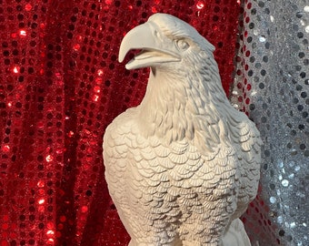 Handmade Ceramic Bisque Eagle Sculpture: DIY Home Decor (12x6)