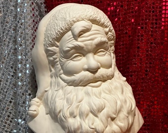 DIY Santa Figurine - Ceramic Bisque Santa Bust - Ready-to-Paint - Santa Bust Figurine - DIY Xmas Decor - Quality Ceramics - DIY Santa Statue