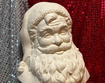 DIY Santa Figurine - Ceramic Bisque Santa Bust - Ready to Paint - Santa Bust Figurine - DIY Xmas Decor - Quality Ceramics to Paint on Etsy