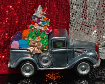 Clay Magic Truck - Modern Kerstdecor - Op maat geschilderde vrachtwagen met kerstboomdeksel - Feestelijk vakantiedecor - Unieke afwerking - Etsy