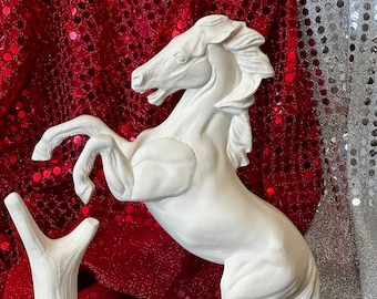 Handmade Ceramic Bisque Stallion Sculpture - Collectible Horse Figurine - Equestrian Home Decor and Unique Gift for Stallion Enthusiasts