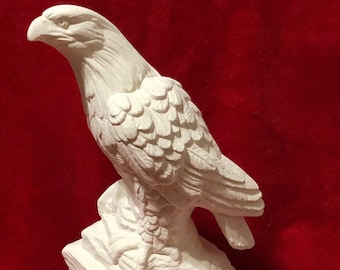 Medium Eagle on Rocks in ceramic bisque ready to paint by jmdceramicsart