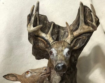 Dry Brushed Ceramic Driftwood Deer using Mayco Softee Stains by jmdceramicsart