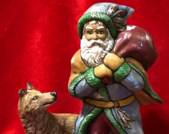 Ceramic Santa with Wolf