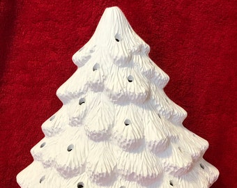 Small Mantle Tree without Christmas scene on base in ceramic bisque ready to paint