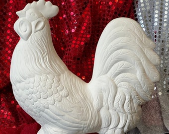 Ceramic Rooster in bisque ready to paint by jmdceramicsart