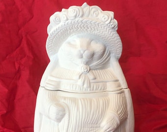 Ceramic Mama Bunny Cookie Jar in bisque ready to paint by jmdceramicsart