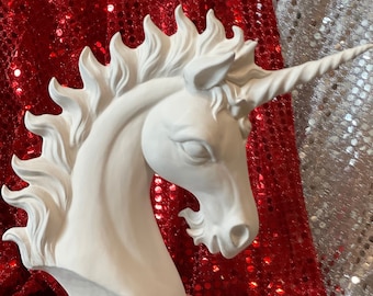 Decorative Unicorn Sculpture - Unicorn Tabletop Decor - White Unicorn Bust - Etsy - Unique Fairy Tale Art - Unique Gift for Unicorn Lover