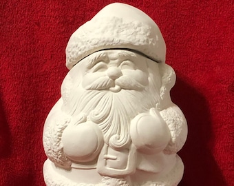 DIY Ceramic Bisque Santa Claus - Santa Claus Cookie Jar - Kitchen Container Accent - DIY Xmas Cookie Jar - DIY Ceramic Santa Claus Figurine