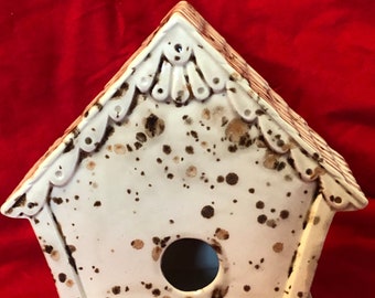 Glazed Ceramic Bird House Feeder by jmdceramicsart