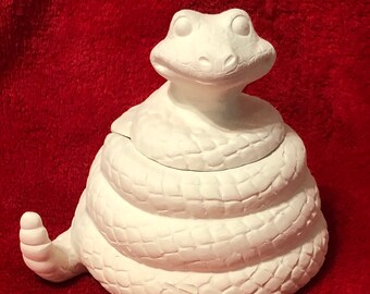 Cute Snake Box in ceramic bisque ready to paint