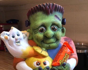 Ceramic Frankie Jr. custom painted by jmdceramicsart