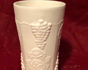 Vintage Ceramic Cup in Bisque with Grapes ready to paint