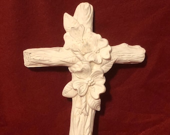 DIY Ceramic Dogwood Cross - Crucifix - DIY Religious Home Decor - DIY Easter Project - Ready to Paint - Ceramic Bisque Cross - Quality Art