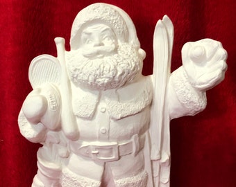 Sports Santa Claus ceramic bisque ready to paint