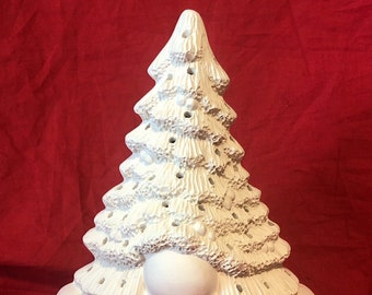 Clay Magics Witch Gnome Tree with or without holes for lights in ceramic bisque ready to paint by jmdceramicsart